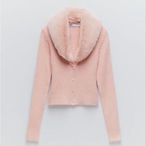 💞ZARA CARDIGAN WITH FUR COLLAR💞